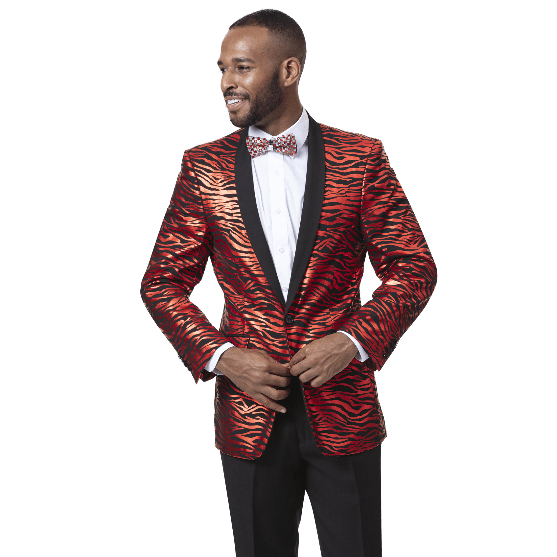 E. J. Samuel Red / Black Fashion Suit M2705